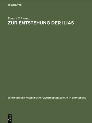 cover image of Zur Entstehung der Ilias